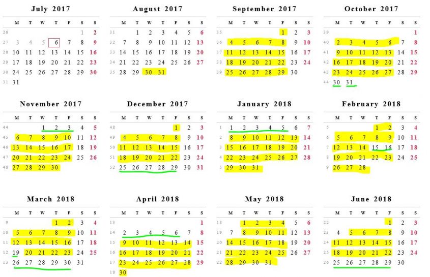 School Calendar 2017-2018